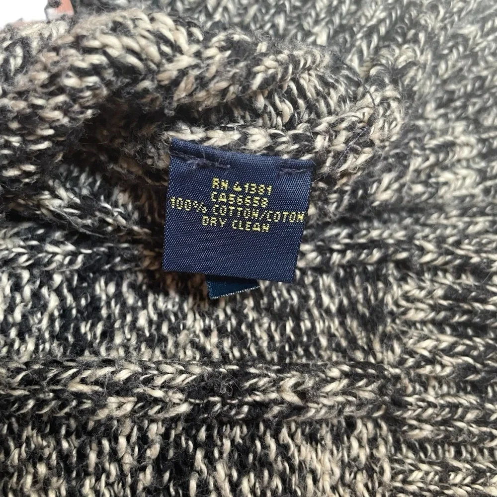 Polo Ralph Lauren Knit Sweater Men’s M Black & White Tweed Unisex Old Money